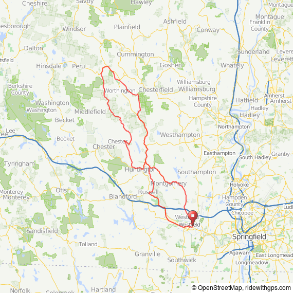 Westfield to Worthington MA bicycle ride