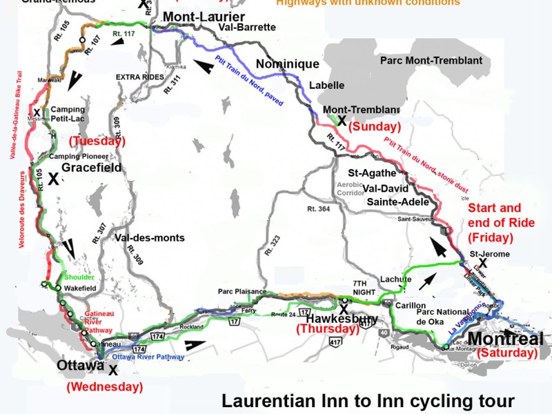 Cycling Montreal, Laurentides, Gatineau, Ottawa and Ottawa&nbsp;River