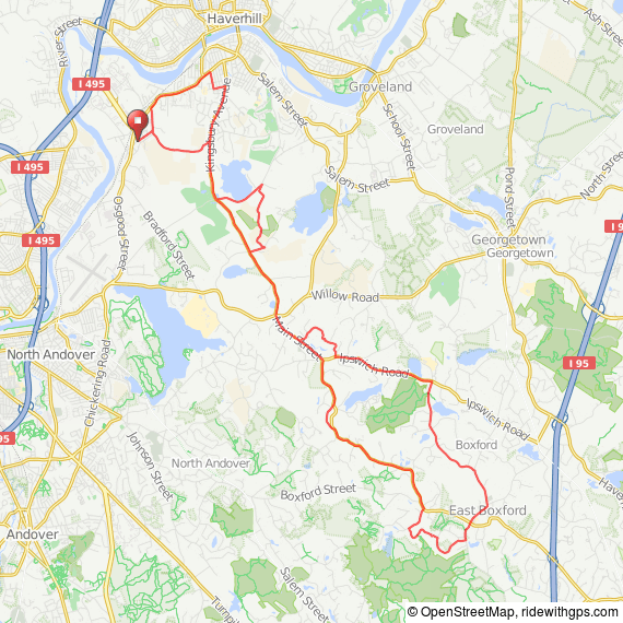 Bradford MA to Boxford MA bicycle ride