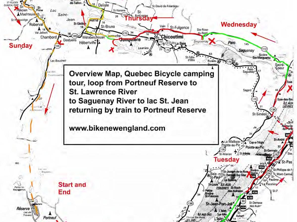 Portneuf-Saguenay-Lac Saint-Jean velo camping&nbsp;tour