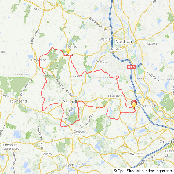 Tyngsborough Pepperell Hollis bicycle ride