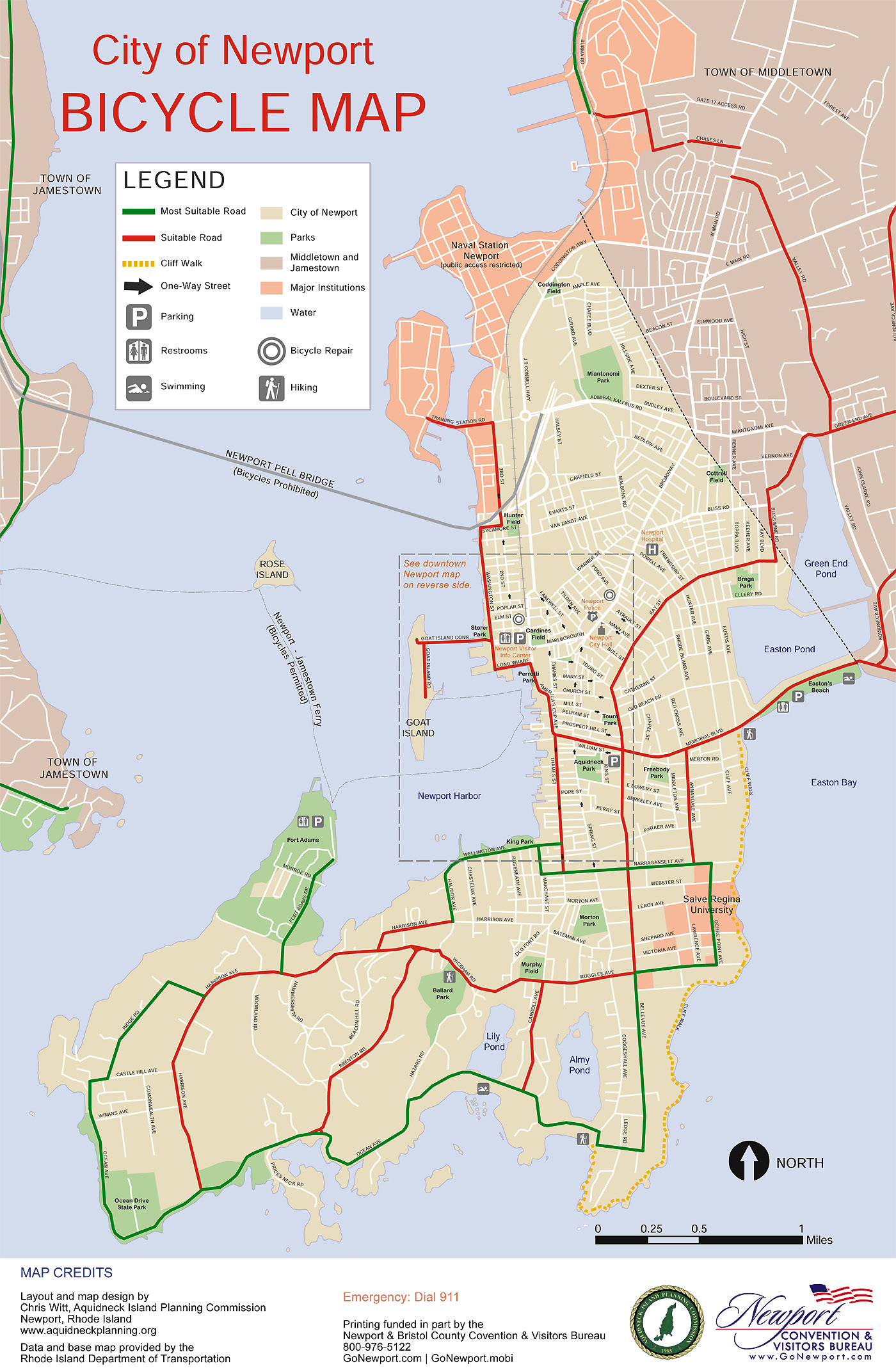 Newport Bicycle Map Cycling New England Newport Bike Map 